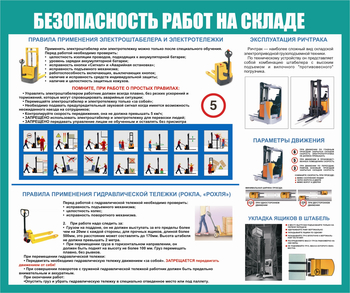 С67-2 Охрана труда при работе на складе (1000х1200 мм или 1000х1000 мм, пластик ПВХ 3мм, Прямая печать на пластик) - Стенды - Охрана труда на складе - Магазин охраны труда и техники безопасности stroiplakat.ru